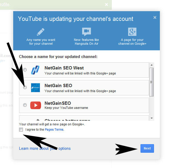 YouTube Google + Business Link Steps