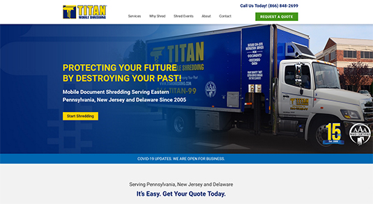 TITAN Shredding Homepage Design